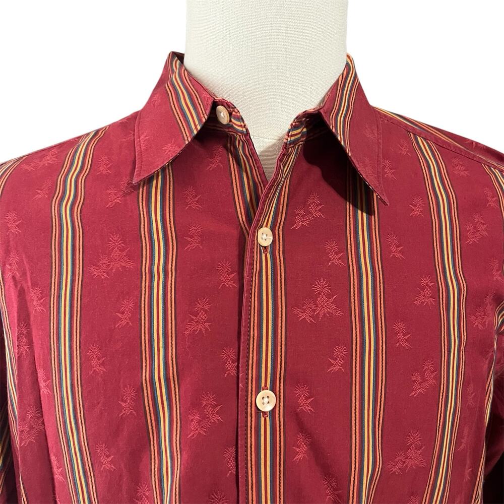 Tommy Bahama Men's Red Stripe 100% Cotton Button Down Long Sleeve Shirt Sz L